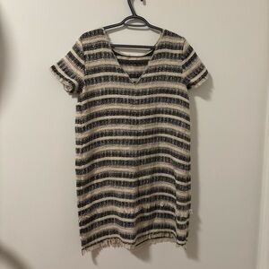Zara Striped Knitted Short Sleeve Dress Size L